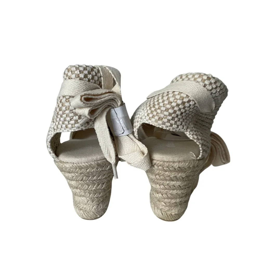 Soludos Marseille Wedge Espadrilles Womens 9.5 EU40 La Concha Ivory Linen Ankle